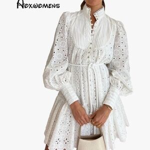 Ruffle Sleeve Tunic Midi Dress Flowy Shift Sundress Sweet Babydoll Button Down M